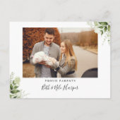 Carte Postale Faire-part Remerciement de naissance bébé 2 photos verdure fl (Dos)