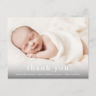 Carte Postale Faire-part Remerciement de naissance de bébé moderne