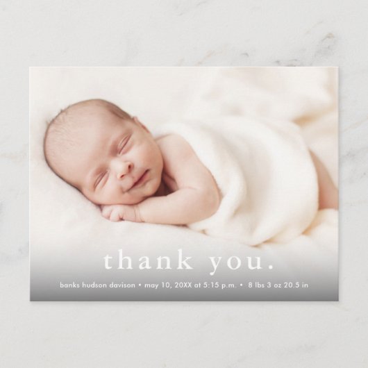 Carte Postale Faire-part Remerciement de naissance de bébé moderne (Devant)