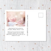 Carte Postale Faire-part Remerciement de naissance photo rose moderne