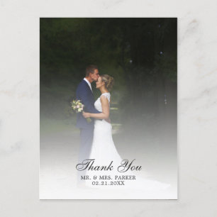 Carte Postale Faire-part Remerciement de photo de mariage en écriture chic