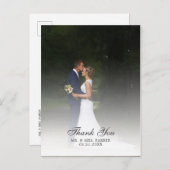 Carte Postale Faire-part Remerciement de photo de mariage en écriture chic (Devant / Derrière)