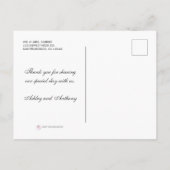 Carte Postale Faire-part Remerciement de photo de mariage en écriture chic (Dos)