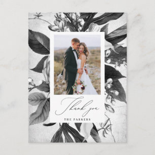 Carte Postale Faire-part Remerciement de photo florale chic industrielle