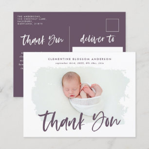Carte Postale Faire-part Remerciement photo d'annonce de naissance élégante