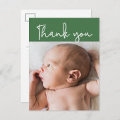 Carte Postale Faire-part Remerciements Bébé Garçon Moderne Vert Personnalis (Devant / Derrière)