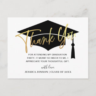 Carte Postale Faire-part Remerciements de remise de diplôme minimaliste sim