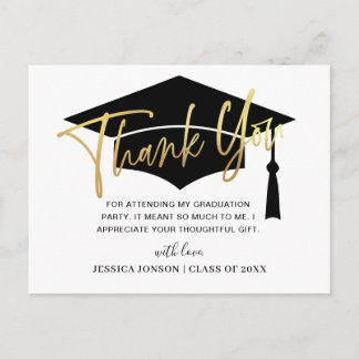 Carte Postale Faire-part Remerciements de remise de diplôme minimaliste sim