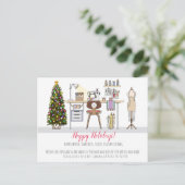 Carte Postale Faire-part Remise de vacances pour cliente de tailleur coutur (Debout devant)