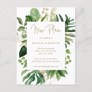 Carte Postale Faire-part Remise du Mariage d'or de verdure tropicale