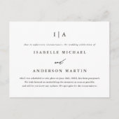 Carte Postale Faire-part Remise du Mariage Monogramme noir et blanc (Devant)