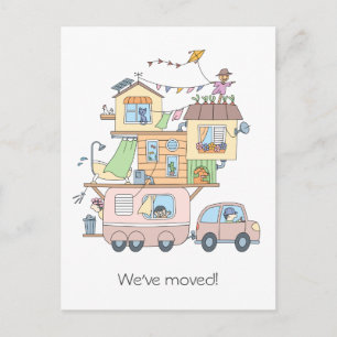 Carte Postale Faire-part Remorque de camping familiale On the Road - Nouvel