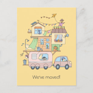 Carte Postale Faire-part Remorque de camping familiale On the Road - Nouvel