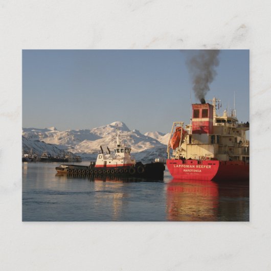Carte Postale Faire-part Remorqueur de James Dunlap dans le port (Devant)