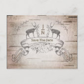Carte Postale Faire-part Renard Rustique & Branches Mariage d'oiseau Enregi (Devant)