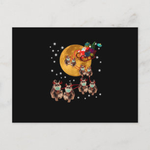 Carte Postale Faire-part Renne de Noël Schnauzer Chien Traîneau drôle de No