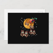 Carte Postale Faire-part Renne de Noël Schnauzer Chien Traîneau drôle de No (Devant / Derrière)