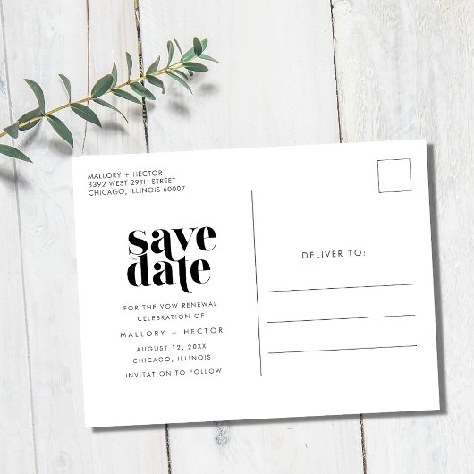 Carte Postale Faire-part Renouvellement de Voeux de Mariage Simple Moderne
