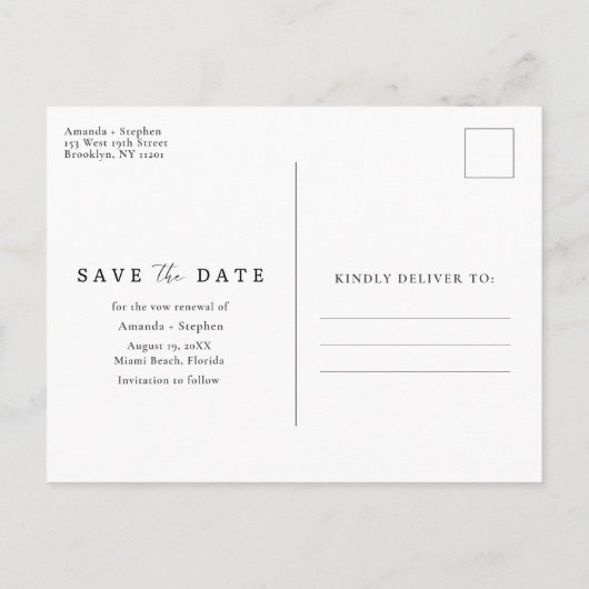 Carte Postale Faire-part Renouvellement De Vow Beach Enregistrer La Date (Dos)