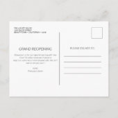 Carte Postale Faire-part Réouverture du Salon de Coiffure de Luxe Pailleté (Dos)