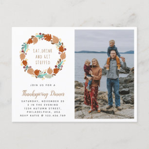 Carte Postale Faire-part Repas de Thanksgiving Couronne de l'automne Photo 