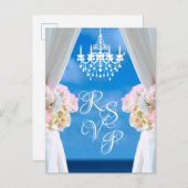Carte Postale Faire-part Réponse au mariage d'été avec lustre élégant de la (Devant / Derrière)