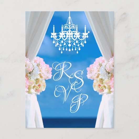 Carte Postale Faire-part Réponse au mariage d'été avec lustre élégant de la (Devant)