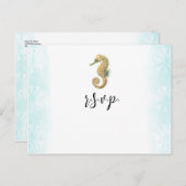 Carte Postale Faire-part Réponse de mariage à l'aquarelle sarcelle et or Hi (Devant / Derrière)