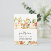 CARTE POSTALE FAIRE-PART REPORT BLUSH PECHE ROSE FLEURAL MARIAGE REPORTÉ (Debout devant)