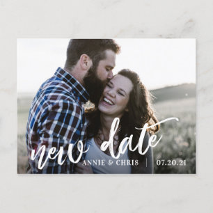 Carte Postale Faire-part Report de date de mariage à script moderne
