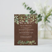 Carte Postale Faire-part Report de date de mariage rustique en bois d'eucal (Debout devant)