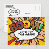 Carte Postale Faire-part Report de la date de la bande dessinée BOOM Pop Ar (Devant / Derrière)