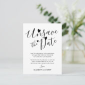 Carte Postale Faire-part Report de la date de mariage coeurs (Debout devant)