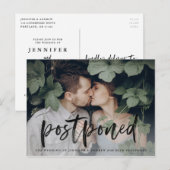 Carte Postale Faire-part Report de mariage à l'écriture manuscrite brossée (Devant / Derrière)