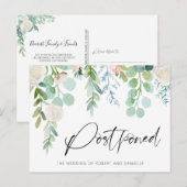 Carte Postale Faire-part Report de mariage aquarelle floral verdure (Devant / Derrière)