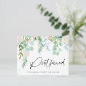 Carte Postale Faire-part Report de mariage aquarelle floral verdure (Debout devant)