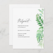 Carte Postale Faire-part Report de mariage avec une touche de verdure simpl (Devant / Derrière)