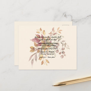 Carte Postale Faire-part Report de mariage Couleurs d'automne