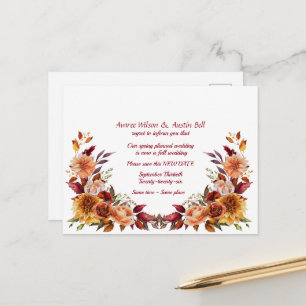 Carte Postale Faire-part Report de mariage Couleurs d'automne