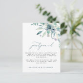 Carte Postale Faire-part Report de mariage Delicate Blues Floral (Debout devant)