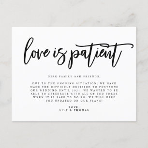 Carte Postale Faire-part Report de mariage : L'amour est patient