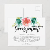 Carte Postale Faire-part Report de mariage par amour patient (Devant / Derrière)