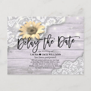 Carte Postale Faire-part Report de mariage Reporter la date Dentelle Tourne