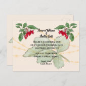 Carte Postale Faire-part Report du mariage aux roses rouges (Devant / Derrière)