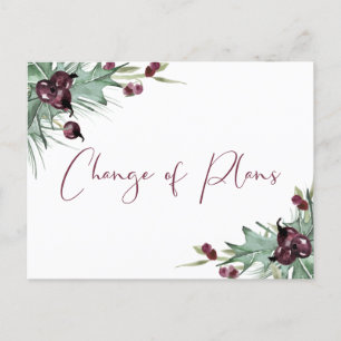 Carte Postale Faire-part Report mariage Changement de plan Holly Berries