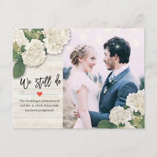 Carte Postale Faire-part Report mariage Nous Faisons Toujours Des Hydrangea (Devant)