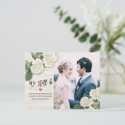 Carte Postale Faire-part Report mariage Nous Faisons Toujours Des Hydrangea (Debout devant)
