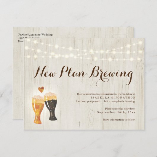 Carte postale Faire-part reportée par le Mariage d (Devant / Derrière)