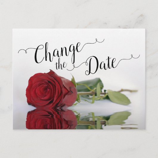 Carte Postale Faire-part Reporter la Date Élégante Rose Rouge Mariage Repor (Devant)