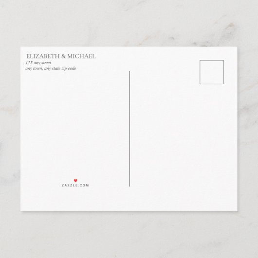 Carte Postale Faire-part Reporter la dateMariage bleu poussiéreux Bourgogne (Dos)